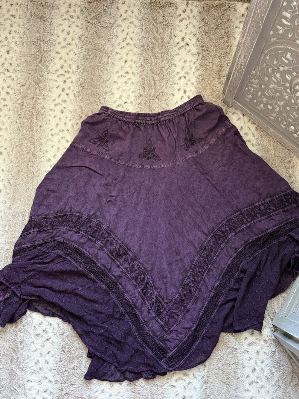 Purple floral maxi skirt large coastal cowgirl western desert festival boho - Picture 8 of 10